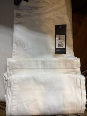 2 pairs Forever 21 White and Olive wide leg